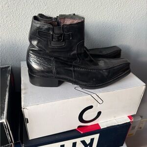Men's Black Leather Ankle Boots